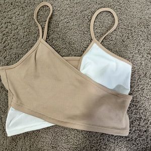 Tan/White Cross Tank